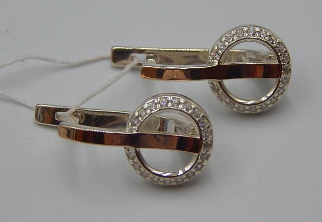 Срібні сережки з позолотою та цирконієм (31649925) 3