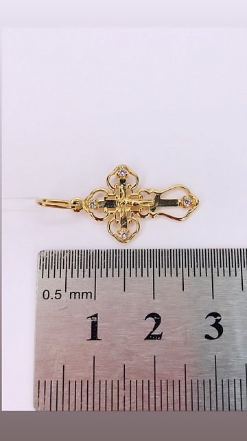 Підвіс-хрест з червоного золота з цирконієм (31477060) 2