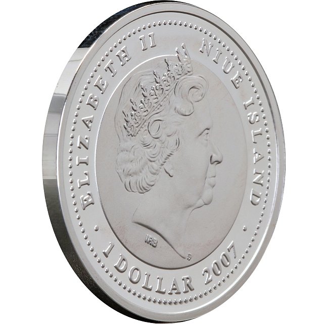 Срібна монета Рік Миші (Щура) 2008 1 долар 2007 Ніуе (кольорова) (31781314) 14