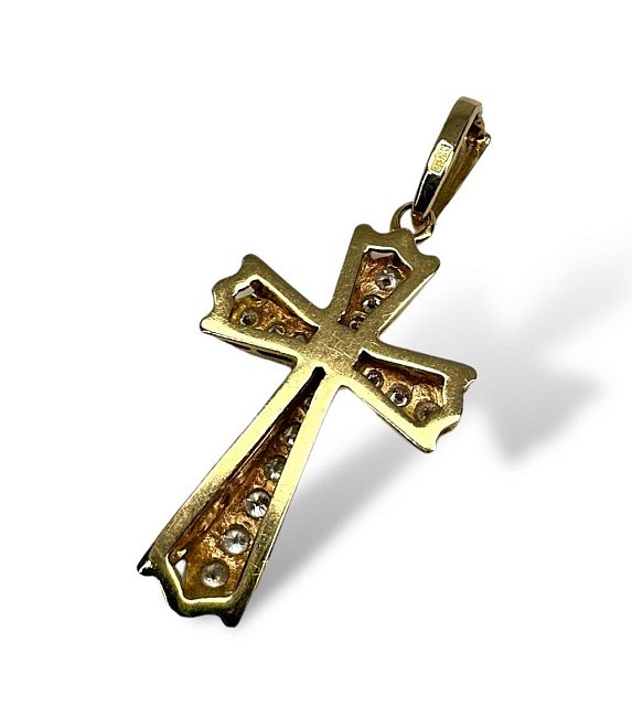Подвес-крест из красного золота с цирконием (32703690)  1