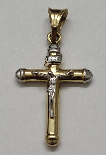 Підвіс-хрест з жовтого та білого золота (31998132) 0