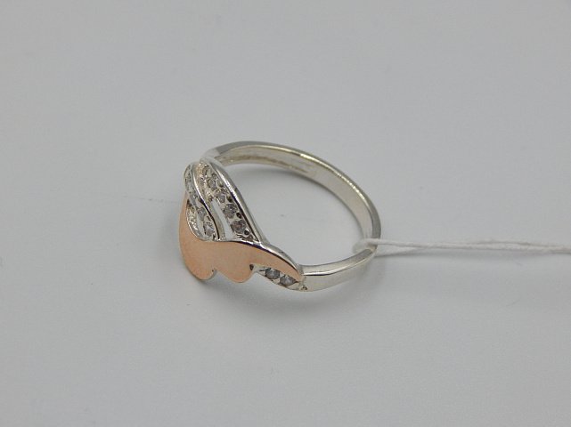 Серебряное кольцо с позолотой и цирконием (32212506) 2