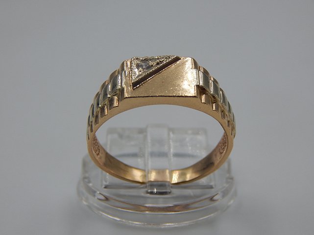 Перстень из красного и белого золота с цирконием (33952849) 1