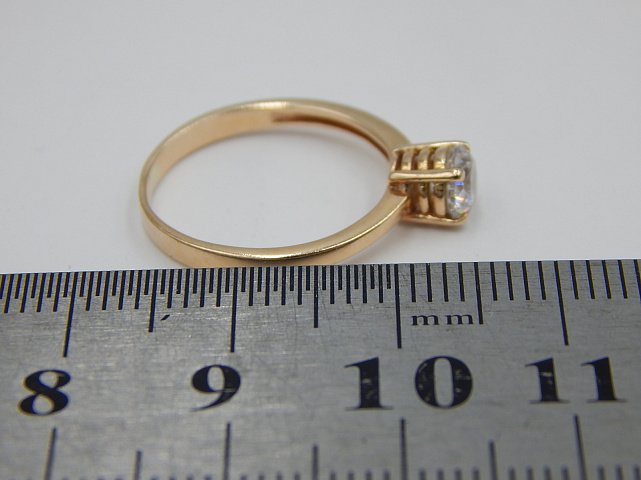 Кольцо из красного золота с цирконием (31879061) 7