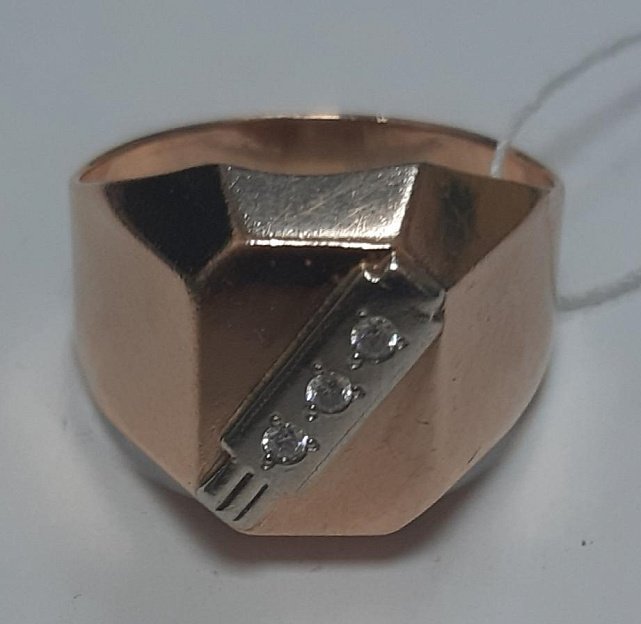 Перстень із червоного та білого золота з цирконієм (30220524) 2