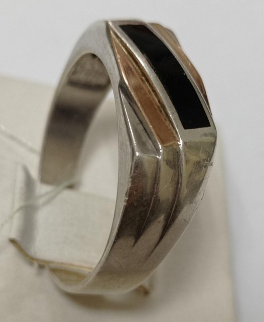 Срібний перстень з позолотою та емаллю (33240879) 3