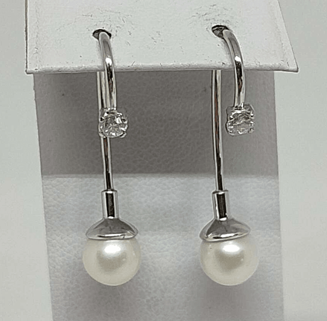 Сережки з білого золота з перлами та діамантом (-ми) (33004327)  0