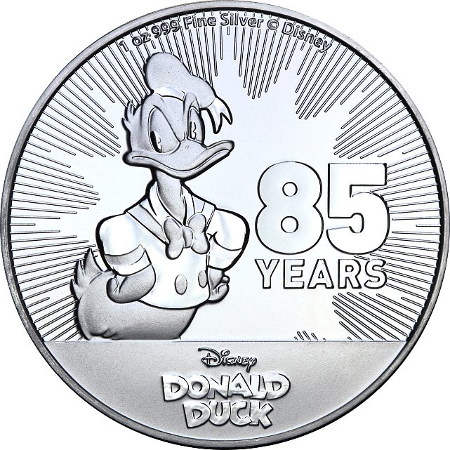 Серебряная монета 1oz Дональд Дак 85 лет 2 доллара 2019 Ниуэ (29127438) 2