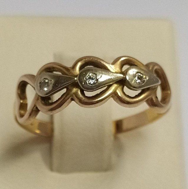 Кольцо из красного и белого золота с цирконием (33646788) 0