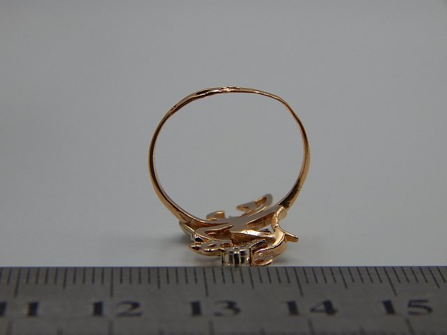 Кольцо из красного и белого золота с цирконием (32641039) 5