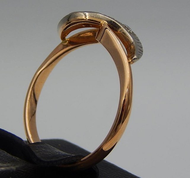 Кольцо из красного и белого золота с бриллиантом (-ми) (29720094) 3