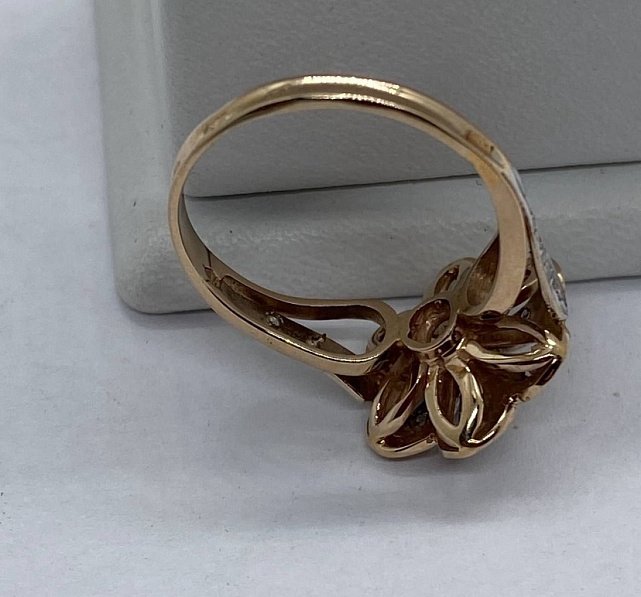Кольцо из красного и белого золота с бриллиантом (-ми) (31294333) 2
