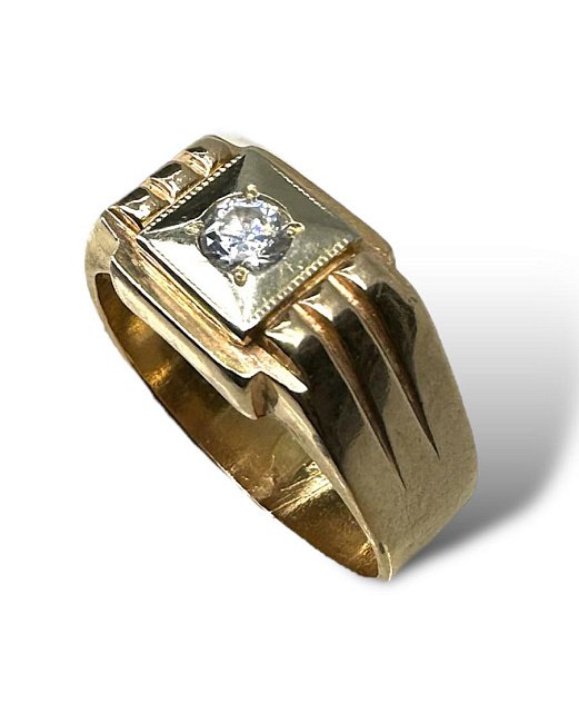 Перстень из красного и белого золота с цирконием (32619754) 3