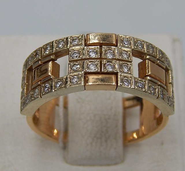 Кольцо из красного и желтого золота с цирконием (32871455) 0
