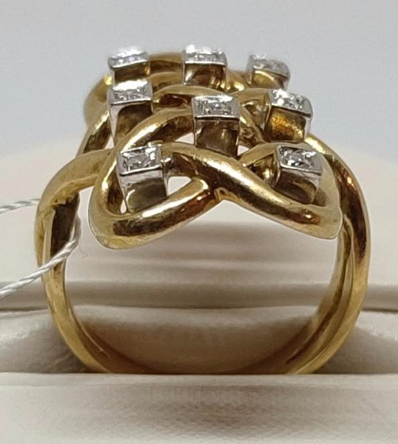 Каблучка з жовтого та білого золота з діамантом (-ми) (28543386) 2