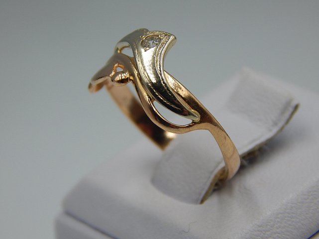Кольцо из красного и белого золота с цирконием (33252170)  3