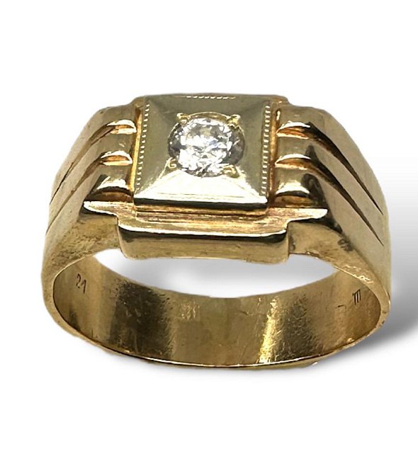 Перстень из красного и белого золота с цирконием (32619754) 1