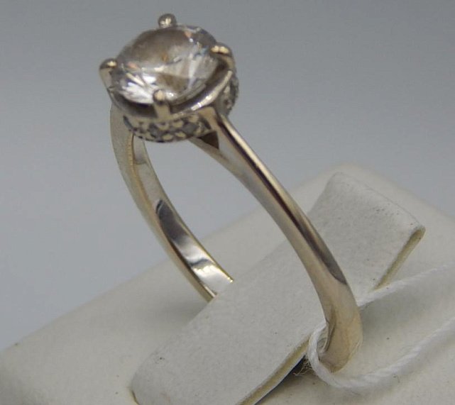 Кольцо из белого золота с цирконием (30512985) 2