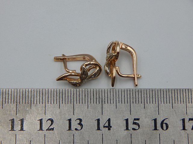 Сережки з червоного та білого золота з цирконієм (32272532) 6