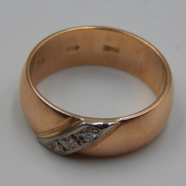 Кольцо из красного и белого золота с бриллиантом (-ми) (31645967) 2
