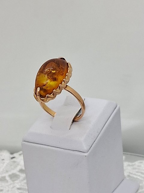 Кольцо из красного золота с янтарем (33020629) 1