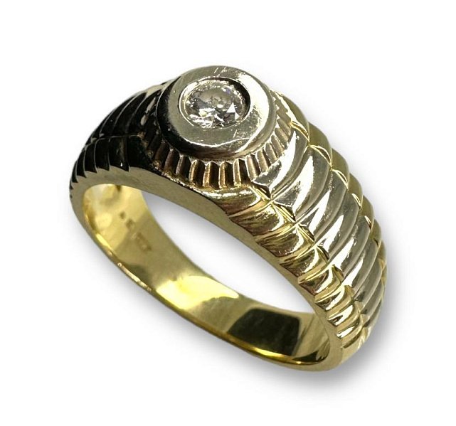 Кольцо из желтого и белого золота с бриллиантом (-ми) (30389778) 2