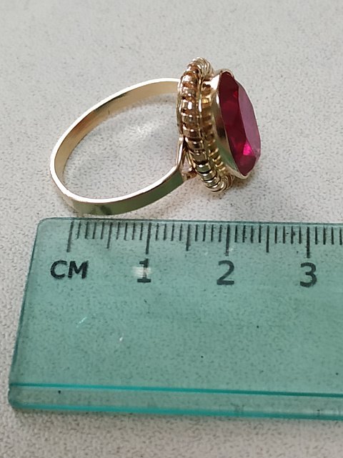 Кольцо из красного золота с корундом (30450399) 5