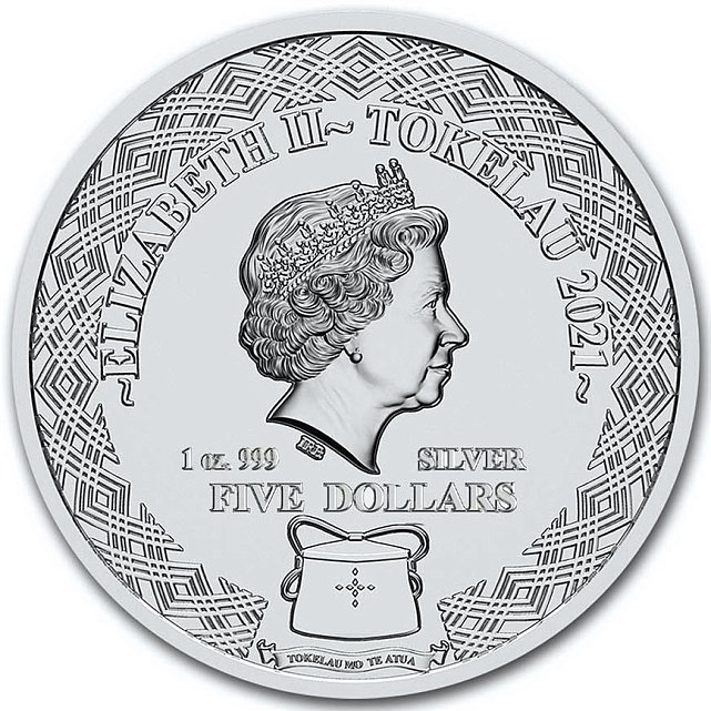 Серебряная монета 1oz Дева 5 долларов 2021 Токелау (29127973) 8