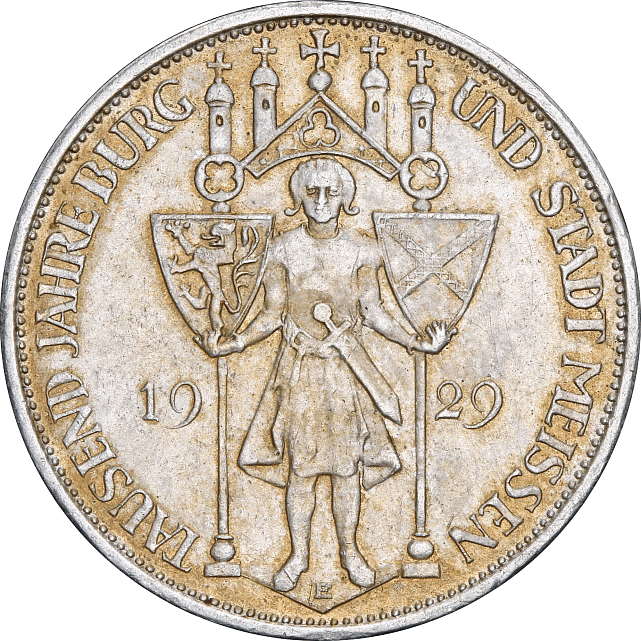 Серебряная монета 1000 лет Мейсену 3 марки 1929 Веймарская Республика Германия (29128224) 0