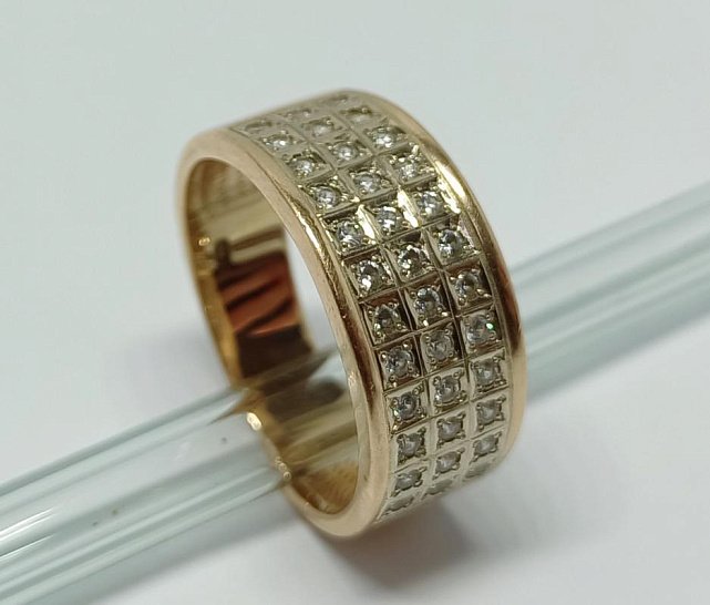 Кольцо из красного и белого золота с цирконием (33755730) 0