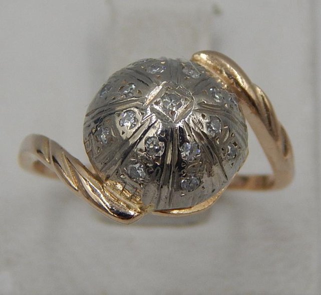 Кольцо из красного и белого золота с бриллиантом (-ми) (30745793) 0
