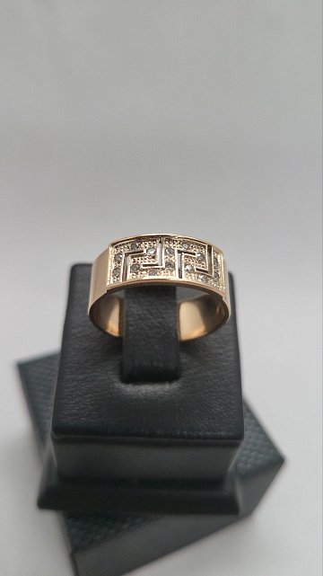 Кольцо из красного и белого золота с цирконием (33184595) 1