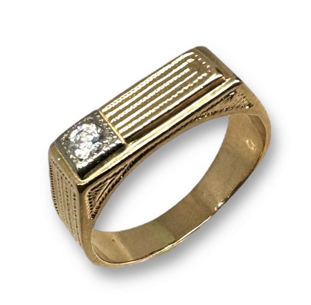 Перстень из красного и белого золота с цирконием (32342107) 0