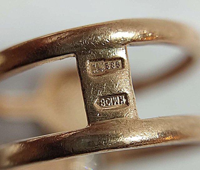 Кольцо из красного золота с эмалью и цирконием (33813248) 5