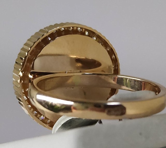 Кольцо из красного золота с природным самоцветом и цирконием (30488324) 6