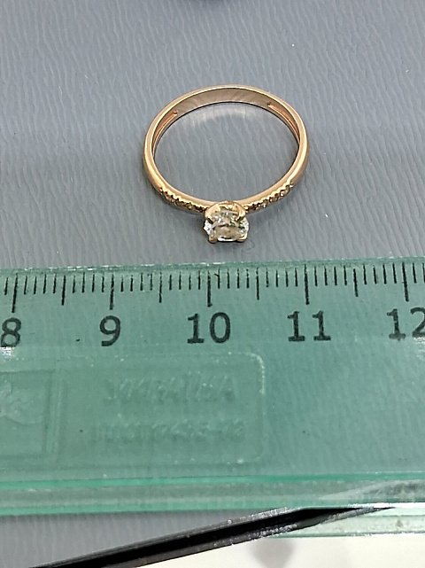 Кольцо из красного золота с цирконием (32488267) 6