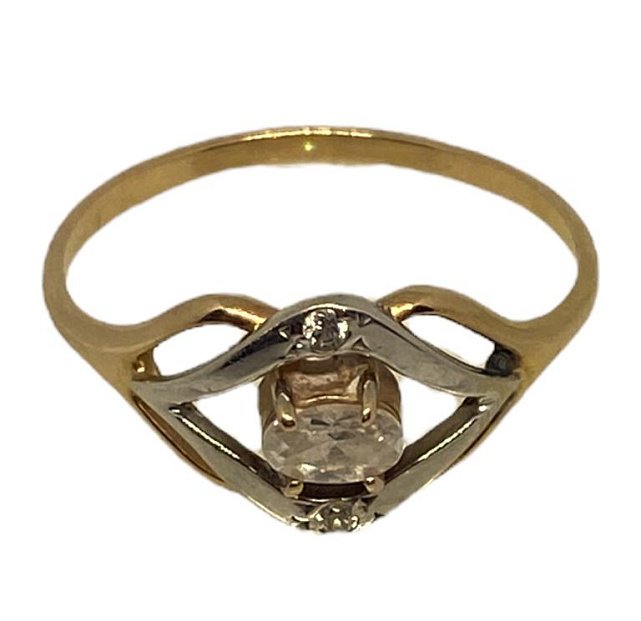 Кольцо из красного и белого золота с цирконием (29057356) [ 1