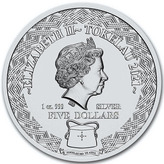 Серебряная монета 1oz Рыбы 5 долларов 2021 Токелау (29127952) 8