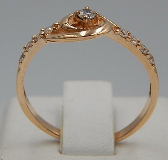 Кольцо из красного золота с цирконием (32430562) 1