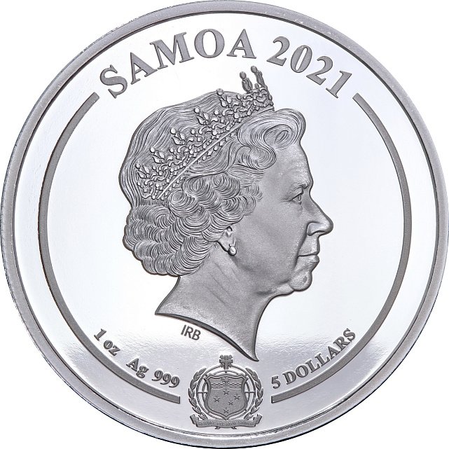 Серебряная монета 1oz Стив МакКуин: Король Крутизны 5 долларов 2021 Самоа (29128305) 7