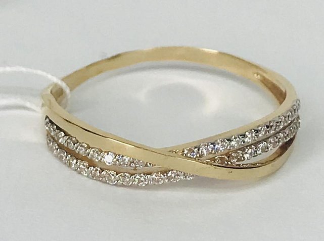 Кольцо из красного и белого золота с цирконием (33684706) 2