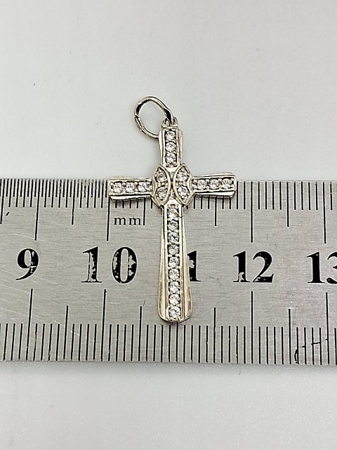 Срібний підвіс-хрест із цирконієм (33346562) 7
