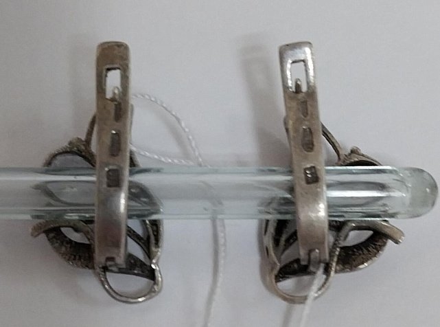 Срібні сережки з позолотою та цирконієм (33730419) 1