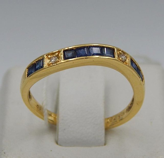 Кольцо из желтого золота с сапфиром и бриллиантом (-ми) (31163299) 0