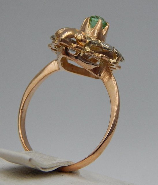Кольцо из красного и белого золота с цирконием и бриллиантом (-ми) (28660026) 5
