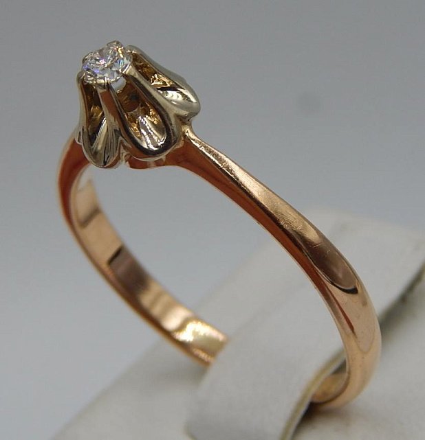 Кольцо из красного и белого золота с бриллиантом (-ми) (30964427) 1