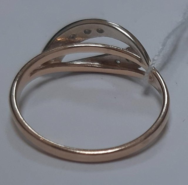 Кольцо из красного и белого золота с цирконием (30220578) 7