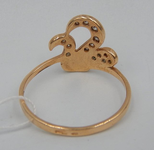 Кольцо из красного золота с цирконием (32430293) 4
