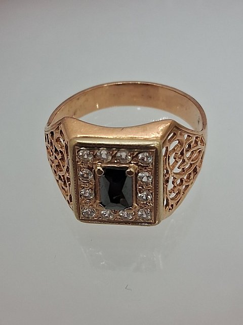 Перстень из красного и белого золота с цирконием (33779457) 3