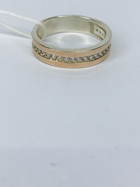 Серебряное кольцо с позолотой и цирконием (33617305) 1